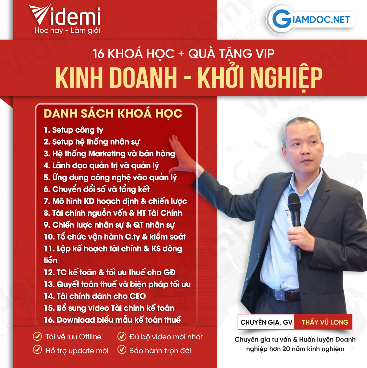 Chia Sẻ 16 Khoá Học Kinh Doanh, Khởi Nghiệp, CEO Thầy Vũ Long