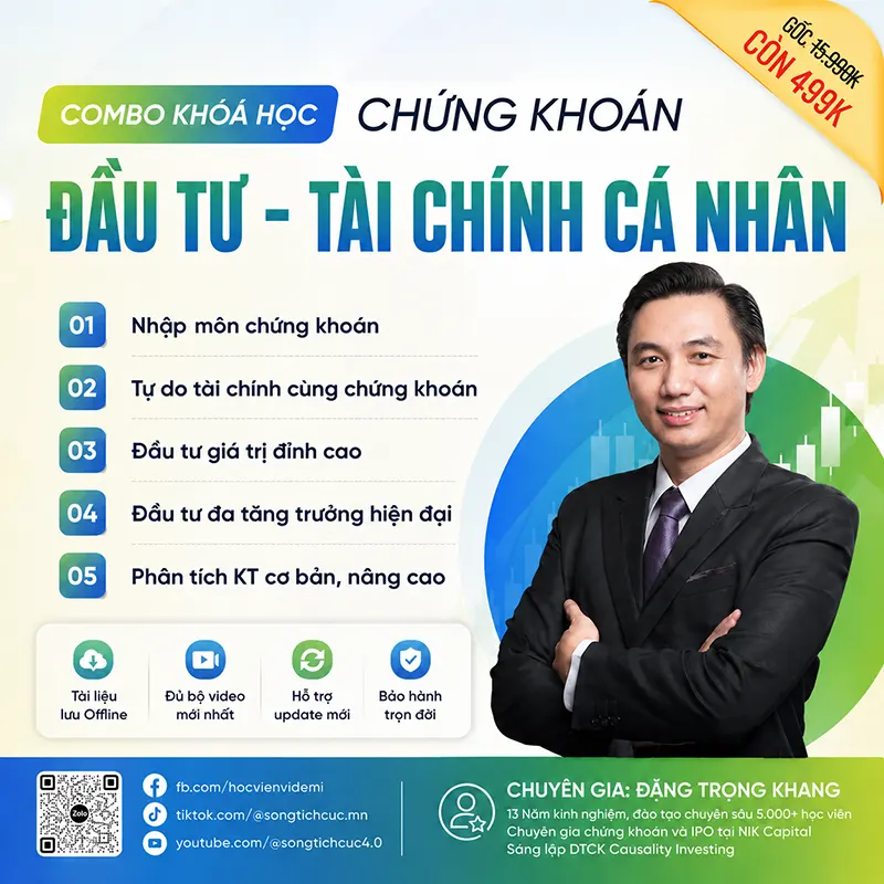 Combo 5 Khoá học chứng khoán cơ bản đến chuyên sâu Đặng Trong Khang