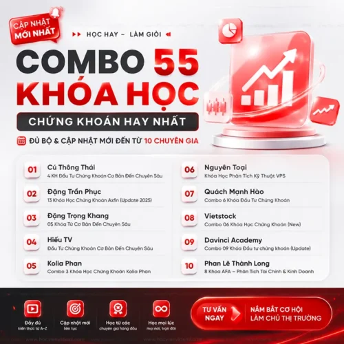 Combo 55 khoá học chứng khoán hay nhất, cập nhật 2025