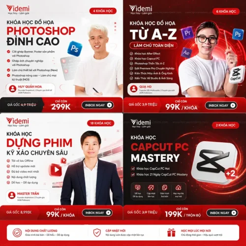 Combo 30+ Khoá Học Thiết Kế Đồ Học, Chụp Hình, Quay Dựng Đỉnh Cao