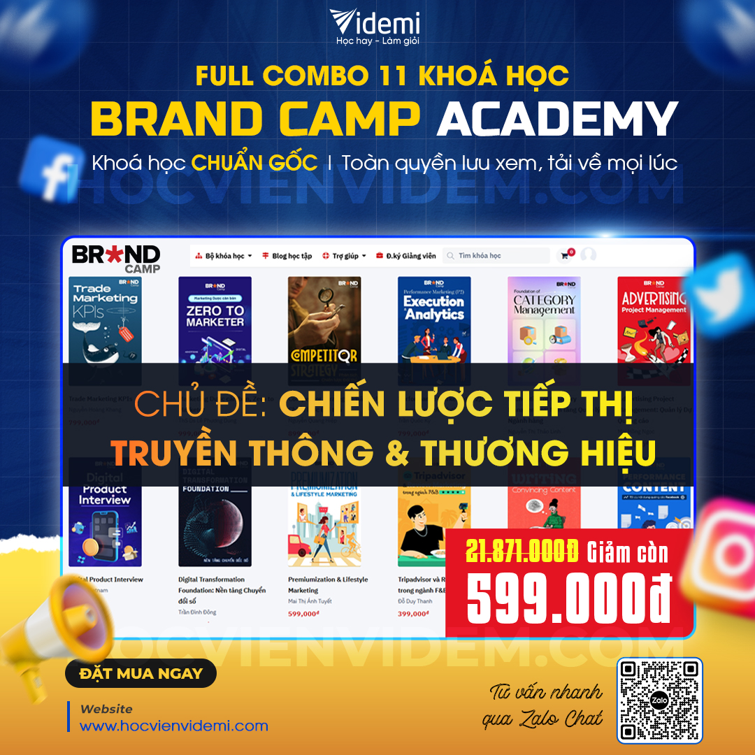 Combo 11 Khóa Học Truyền Thông, Thương Hiệu Đỉnh Cao từ Brand Camp