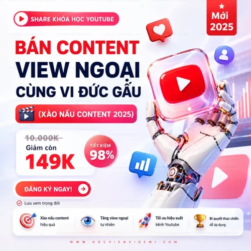 Khóa Học Xào Nấu Content 2025 YouTube View Ngoại Vi Đức Gấu