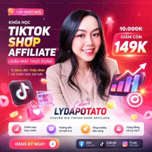 Khóa học TikTok Shop Mỹ Affiliate Lydapotato
