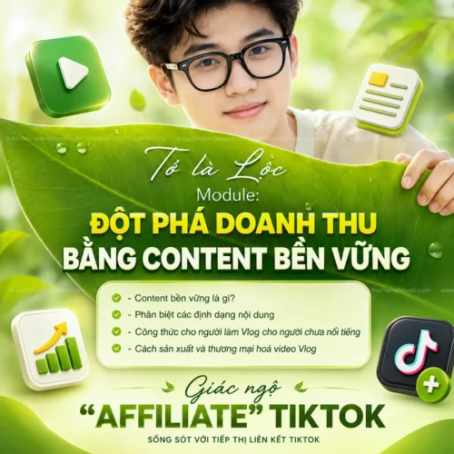 Khóa Học 2 “GIÁC NGỘ” Affiliate TikTok Từ Phạm Củ + Chú Cá Review + Lê Xuân Lộc
