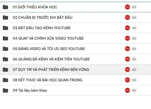 Nội dung Khoá Học Tạo Và Xây Dựng Kênh YouTube Từ A-Z Cho Người Mới