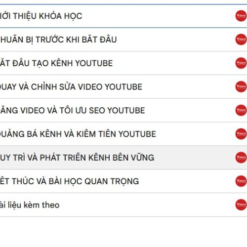 Nội dung Khoá Học Tạo Và Xây Dựng Kênh YouTube Từ A-Z Cho Người Mới