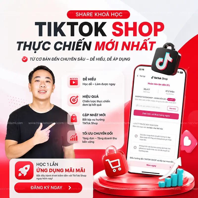 Khóa Học TikTok Shop Thực Chiến Mới Nhất Cùng Hoàng Học