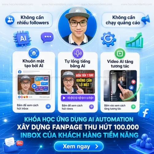 Khóa Học Ứng Dụng AI Automation Xây Dựng Fanpage Thu Hút 100.000 Inbox Khách Hàng Tiềm Năng