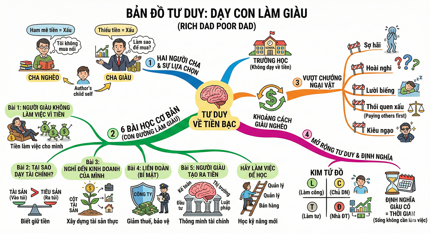 Tóm Tắt Các Bài Học Chính Dạy Con Làm Giàu Tập 1 Rich Dad Poor Dad