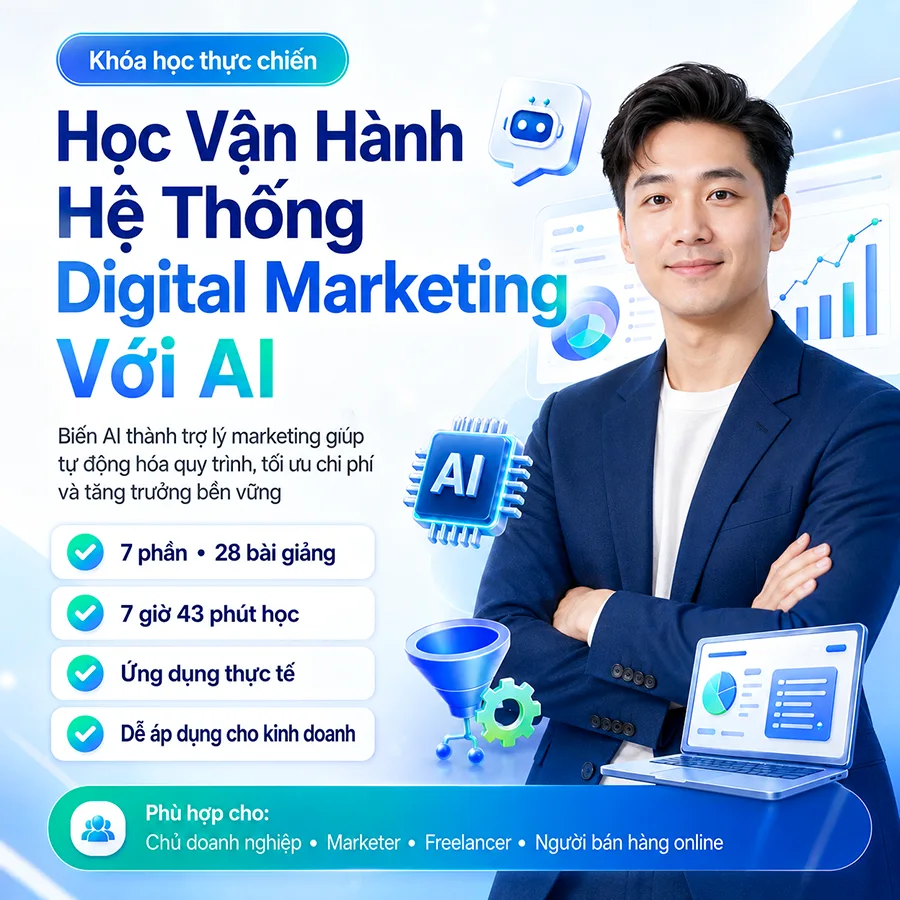 Học vận hành hệ thống digital marketing với AI